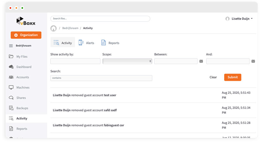 activity log transparency