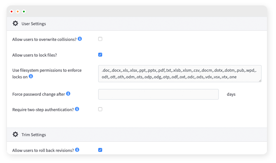 user settings vboxxcloud