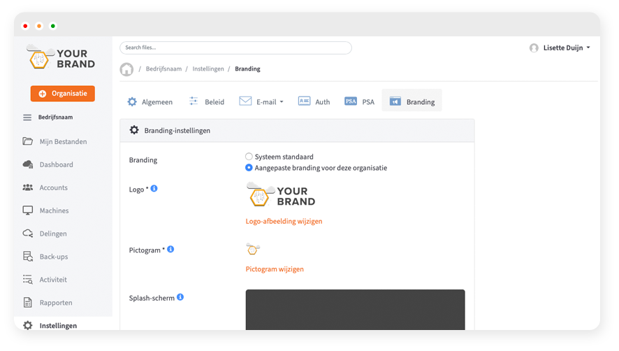 web interface custom branding in vboxxcloud